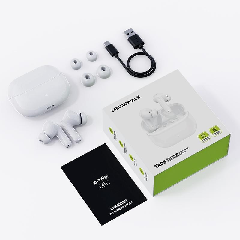 NNEIDS Kabellose In-Ear-Kopfhörer mit aktiver Geräuschunterdrückung – Weiß