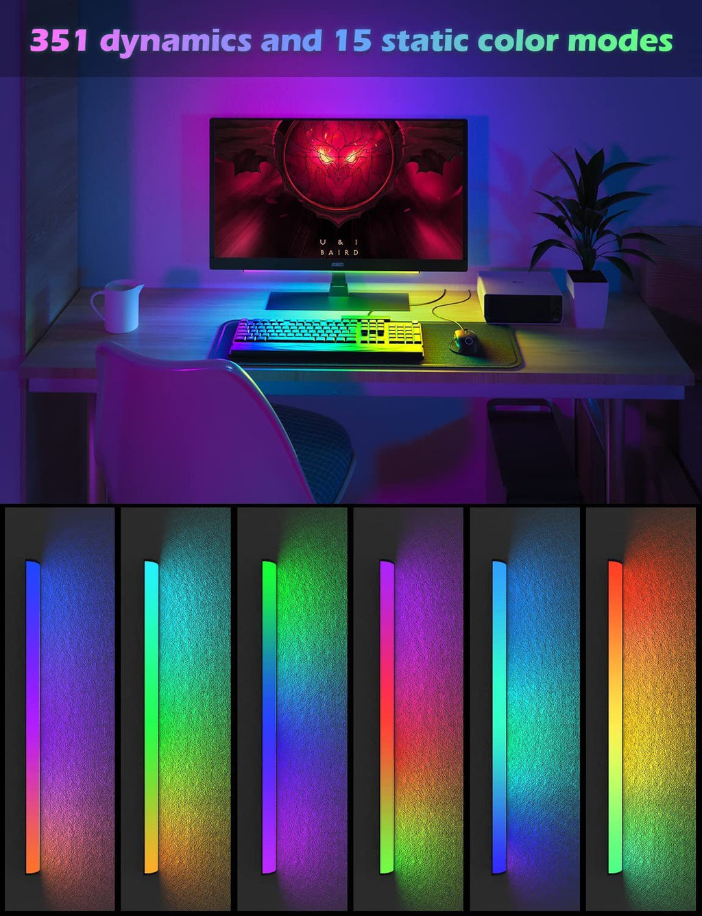NNEDSZ RGB-LED-Gaming-Lichtleisten (2er-Set)