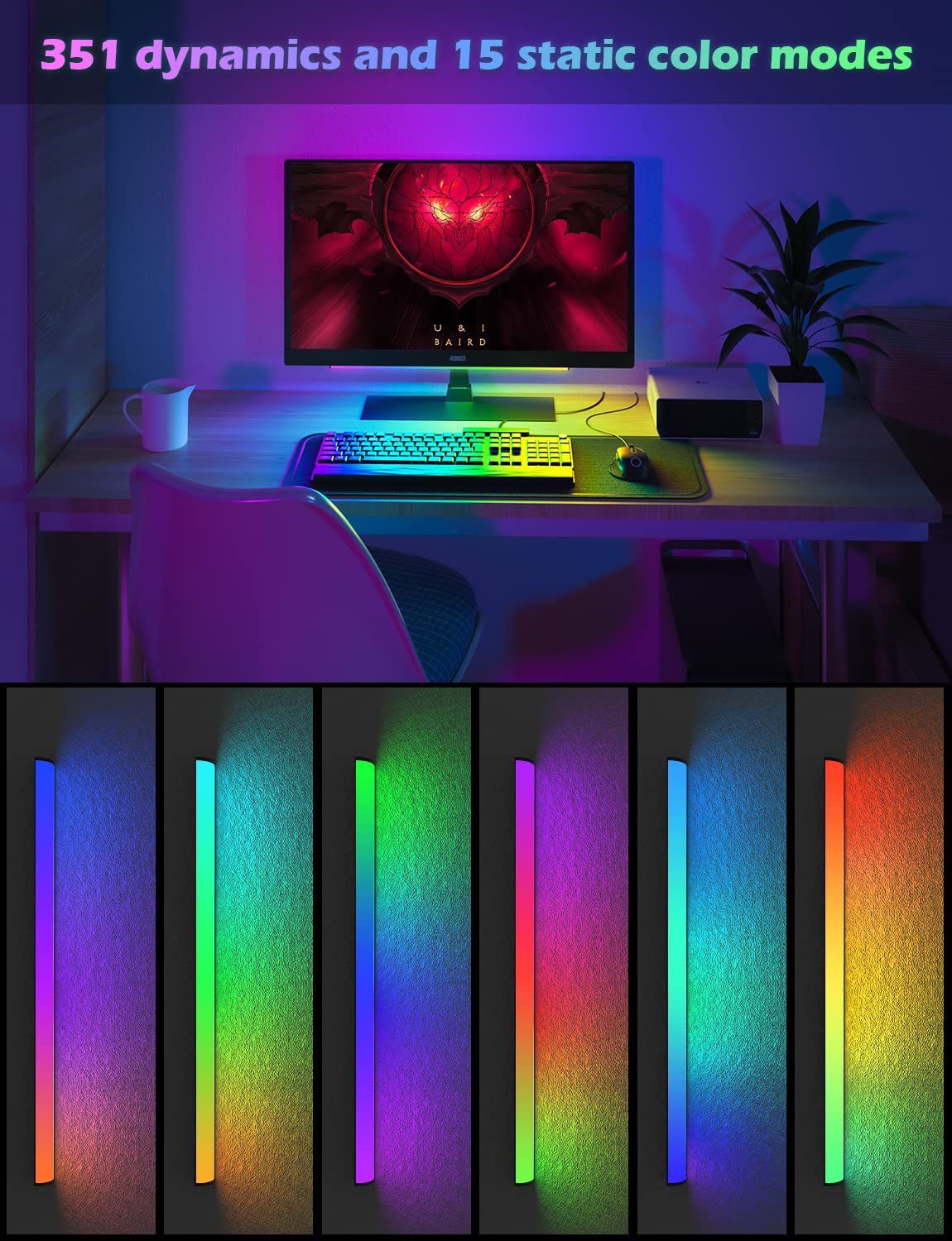 NNEDSZ RGB-LED-Gaming-Lichtleisten (2er-Set)